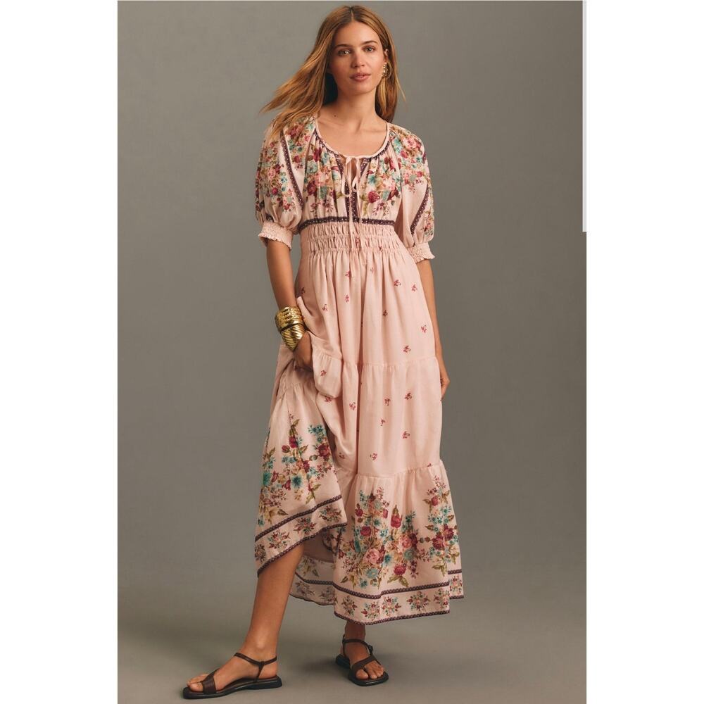 Anthropologie Somerset Puff-Sleeve Maxi Dress. Size S. Ret $168. 100% Cotton